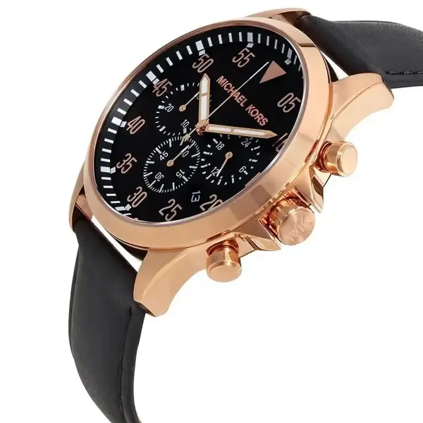 MICHEAL KORS LEATHER BLACK - BLACK DIAL  image 2