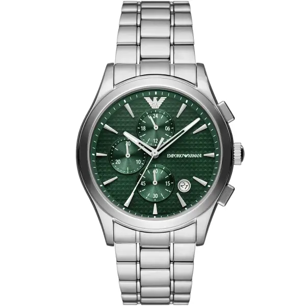 ARMANI SILVER - GREEN DIAL- CRONOGRAPH - DATE  image 0