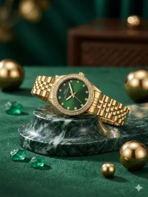 IBSO GOLD METAL - GREEN DIAL   image 0