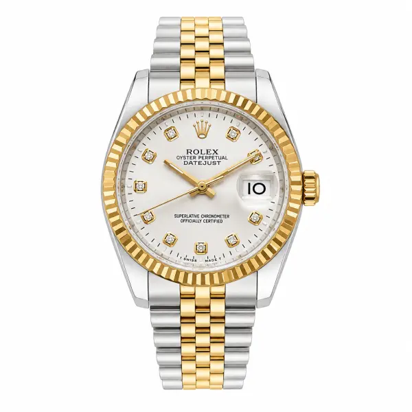 ROLEX TWO TONE SILVER X ROSE GOLD(36) - WHITE DIAL - DIAMOND MARKS - J (Z) - MQ image 0
