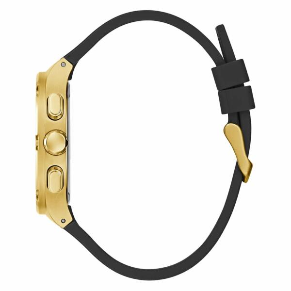 GUESS RUBBER BLACK- GREEN DIAL - FRAME GOLD - CHRONOGRAPH image 3
