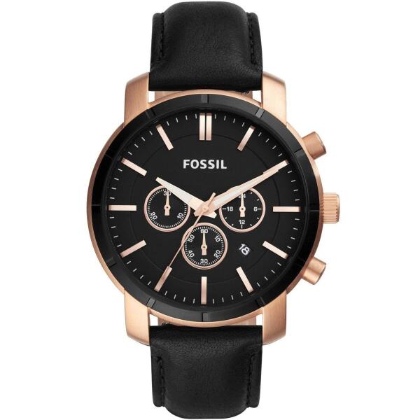 FOSSIL  BLACK  LEATHER - BLACK DIAL image 0
