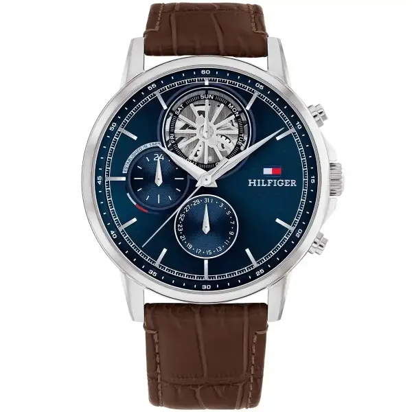 TOMMY LEATHER BROWN-NAVY DIAL CHRONOGRAPH image 0