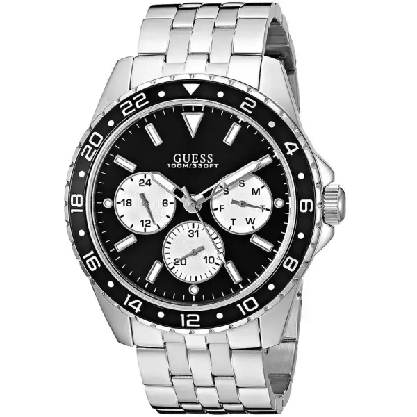 GUESS SILVER METAL - BLACK DIAL - WHITE CHRONOGRAPH  image 1