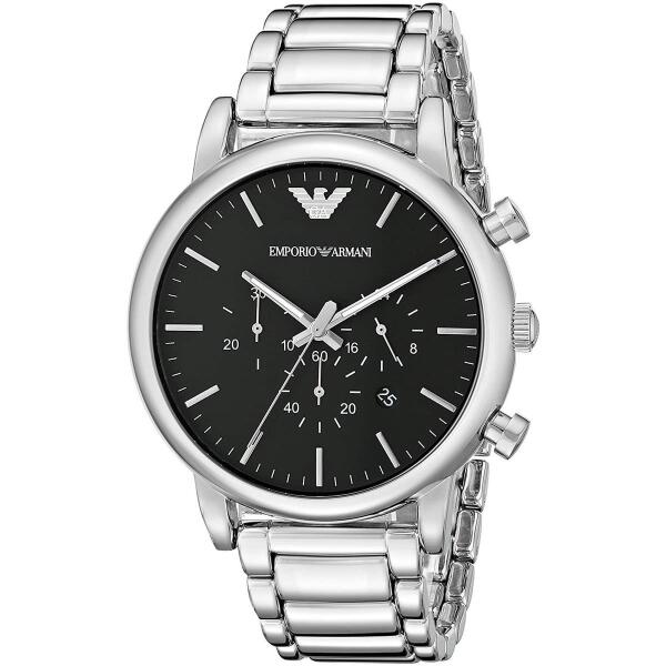 ARMANI SILVER METAL  - BLACK DIAL - CRONOGRAPH  image 1