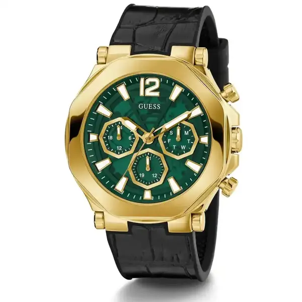 GUESS RUBBER BLACK - FRAME GOLD - GREEN DIAL image 1