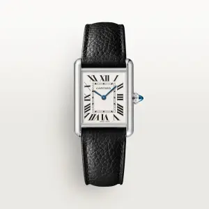CARTIER TANK - BLACK LEATHER - SILVER FRAME - MEDIUM - MQ  image 0