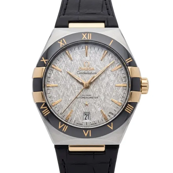 OMEGA CONSTELLATION BLACK STRAP - WHITE DIAL - TWOM TONE FRAME image 0