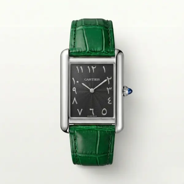 cartier Tank green leather black dial arabic number  image 0