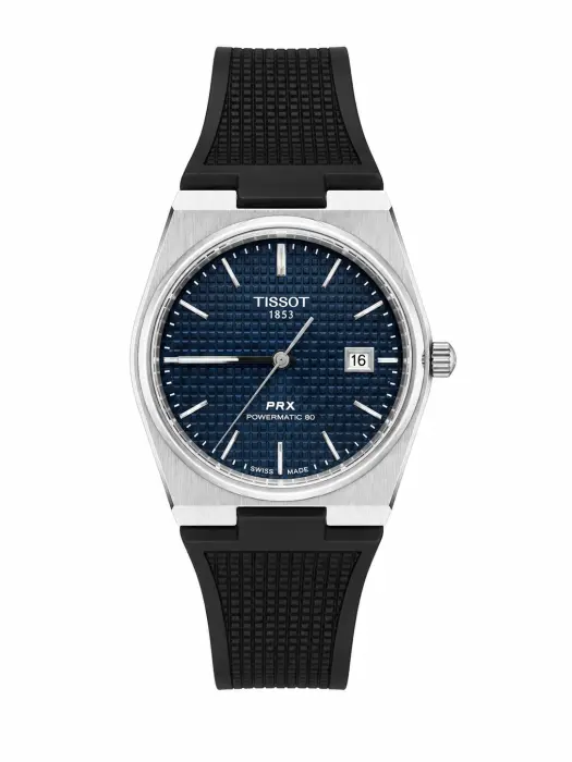 TISSOT PRX RUBBER  BLACK  WITH NAVY DIAL WAFFEL - MQ image 0