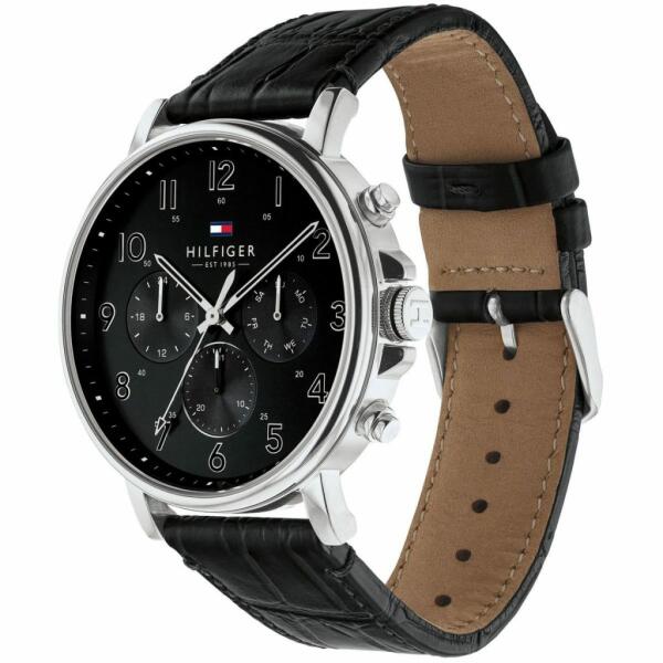 TOMMY HILFIGER LEATHER BLACK - BLACK DIAL image 1