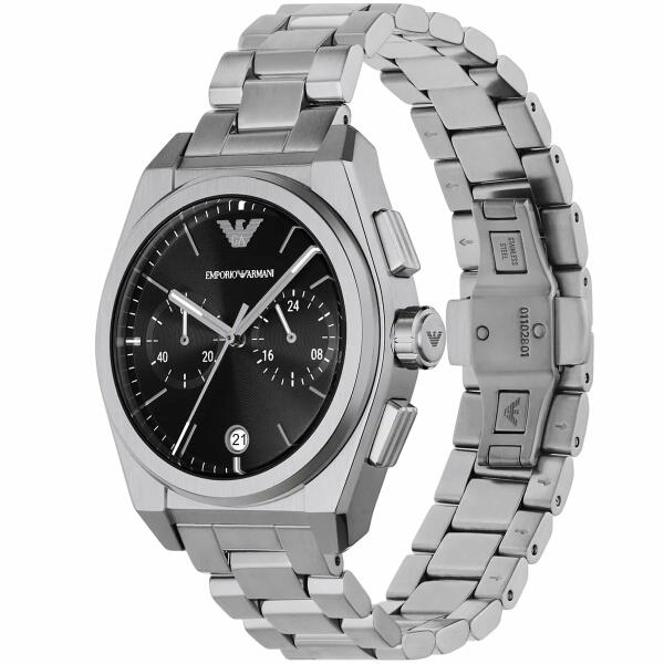 ARMANI METAL SILVER BLACK DIAL-AR11560 image 1