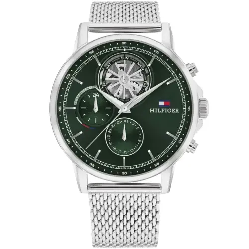 TOMMY HILFIGER METAL SILVER - GREEN DIAL - CHRONOGRAPH image 0