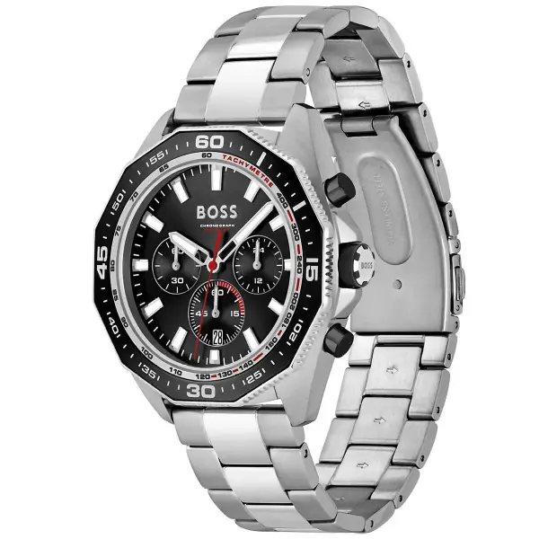  BOSS SILVER METAL - BLACK DIAL - CRONOGRAPH image 1