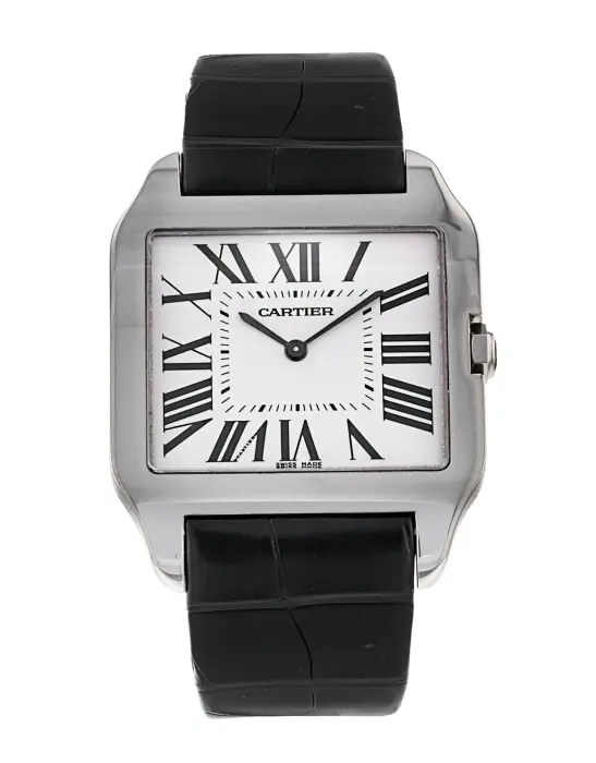 CARTIER SANTOS DUMONT BLACK LEATHER WHITE DIAL - MQ  image 0