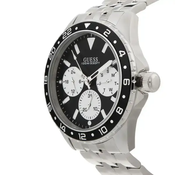GUESS SILVER METAL - BLACK DIAL - WHITE CHRONOGRAPH  image 2