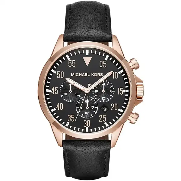 MICHEAL KORS LEATHER BLACK - BLACK DIAL  image 0
