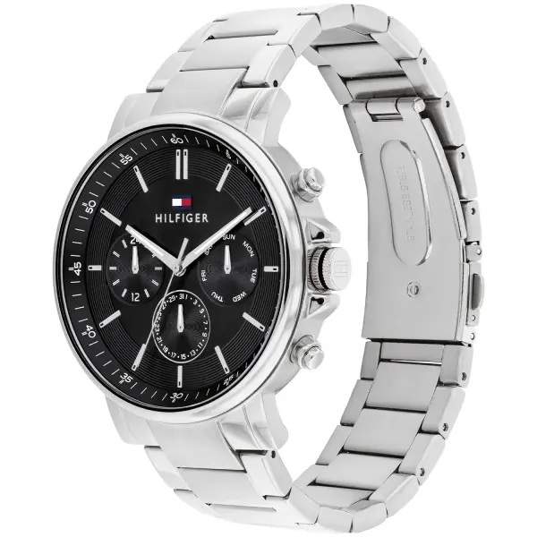 TOMMY METAL SILVER - BLACK DIAL - CHRONOGRAPH  image 1