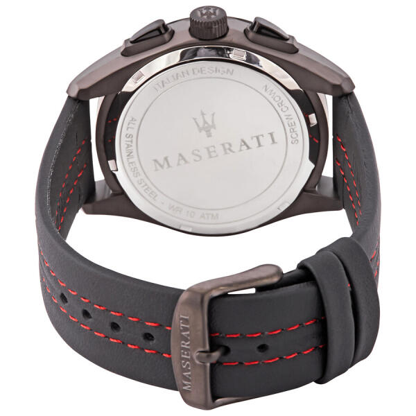 MASERATI LEATHER BLACK - BLACK DIAL - RED ACCENT image 2