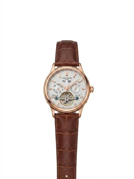 PATEK PHILIPPE  BROWN LEATHER WITH WHITE DIAL TURBILION  B image 0