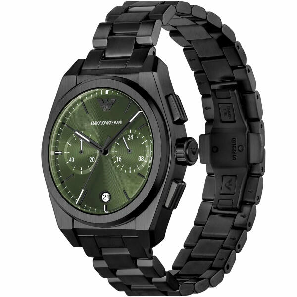 EMPORIO ARMANI METAL BLACK - GREEN DIAL image 1