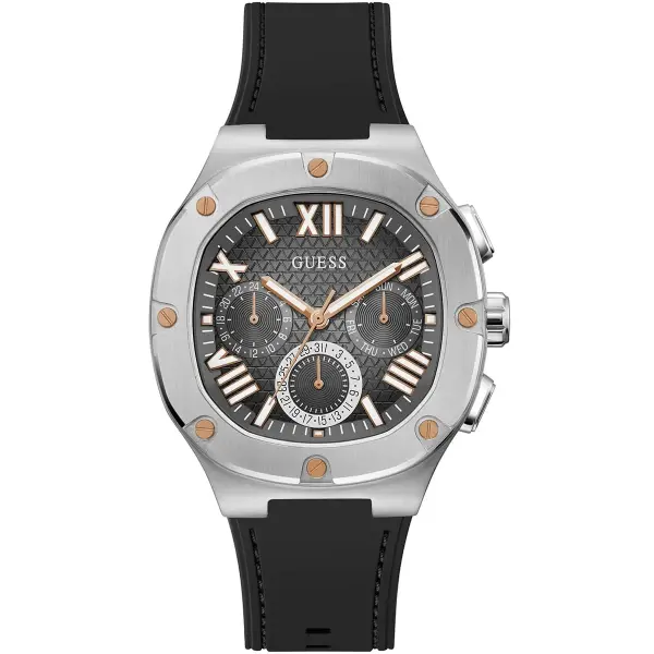 GUESS BLACK  RUBBER - SILVER FRAME - BLACK DIAL GW0571G1 image 0