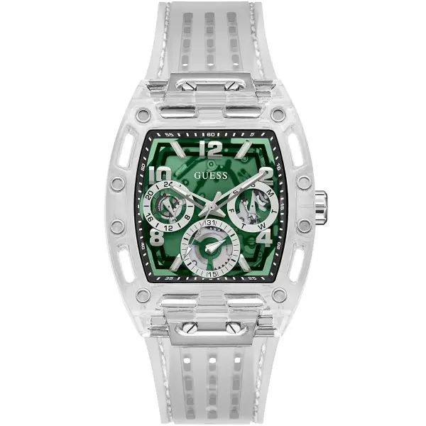 GUESS RUBBER WHITE - GREEN DIAL image 0