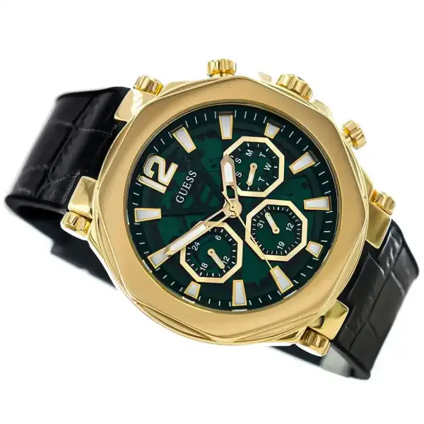 GUESS RUBBER BLACK - FRAME GOLD - GREEN DIAL image 3