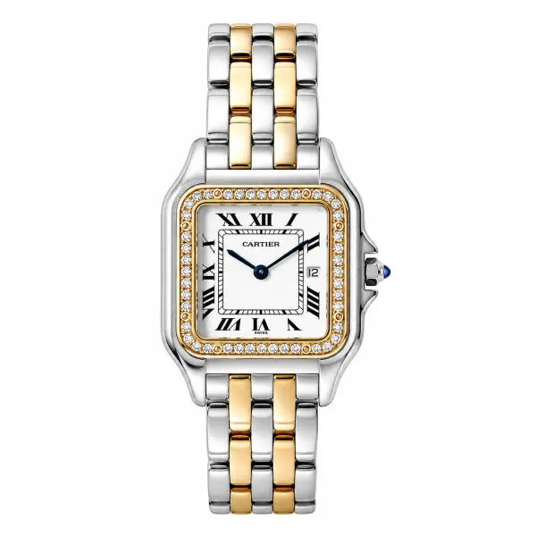 SMALL CARTIER TWO TONE SILVER X GOLD - DIAMOND FRAME - MQ  image 0