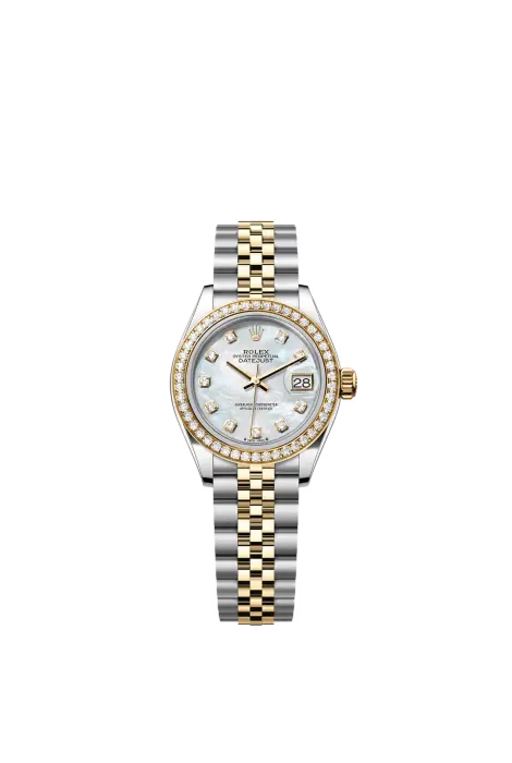 rolex datejust two tone white dial dimond 31 image 0