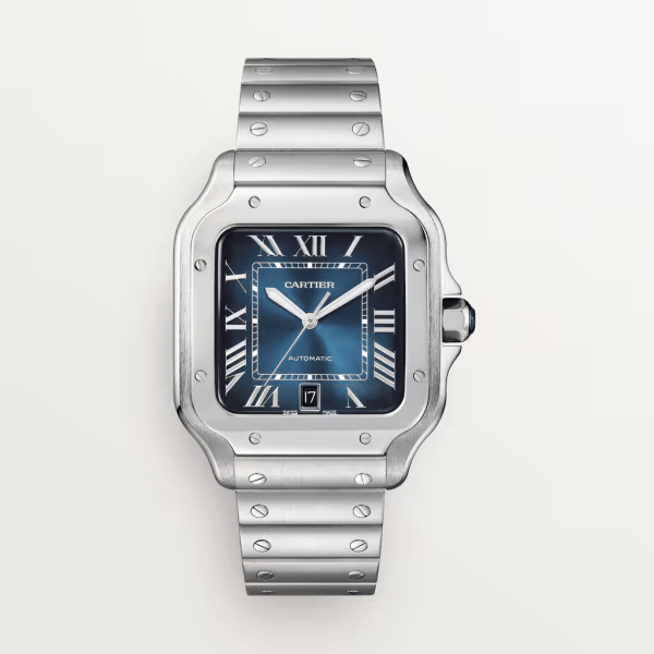CARTIER SANTOS - SILVER METAL - NAVY DIAL - MQ image 0