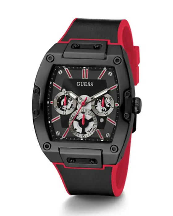 GUESS RUBBER DARK RED- BLACK DIAL - FRAME BLACK - RED CHRONOGRAPH image 1