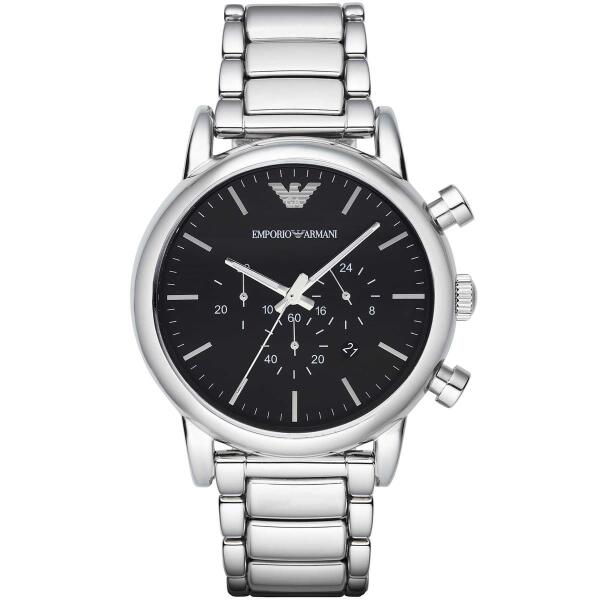 ARMANI SILVER METAL  - BLACK DIAL - CRONOGRAPH  image 0