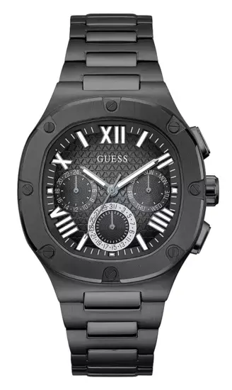 GUESS METAL BLACK - BLACK DIAL - WHITE ACCENT image 0