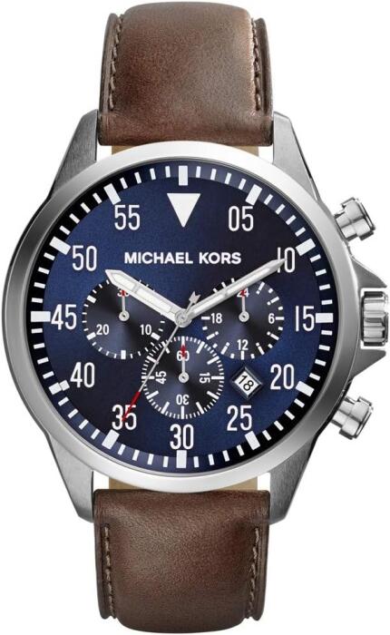 MICHEAL KORS LEATHER BROWN - NAVY DIAL  image 0