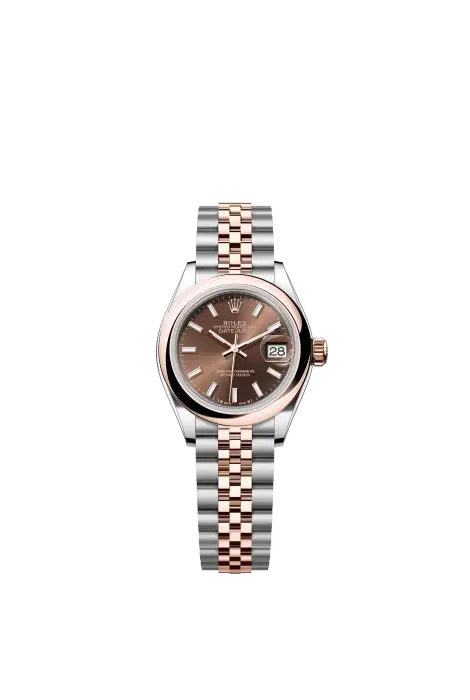 LADY DATE  JUST TWO TONE ROSE GOLD CHOCOLATE DIAL 28Mm-sc   image 0