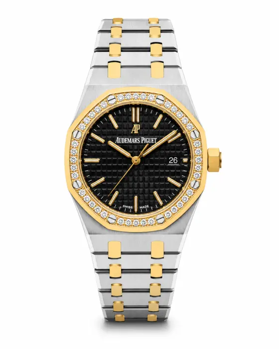 AP TWO TONE GOLD X SILVER - BLACK DIAL - DIAMOND FRAME - MQ image 0