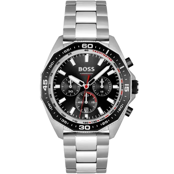  BOSS SILVER METAL - BLACK DIAL - CRONOGRAPH image 0