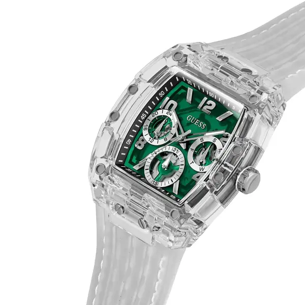 GUESS RUBBER WHITE - GREEN DIAL image 1