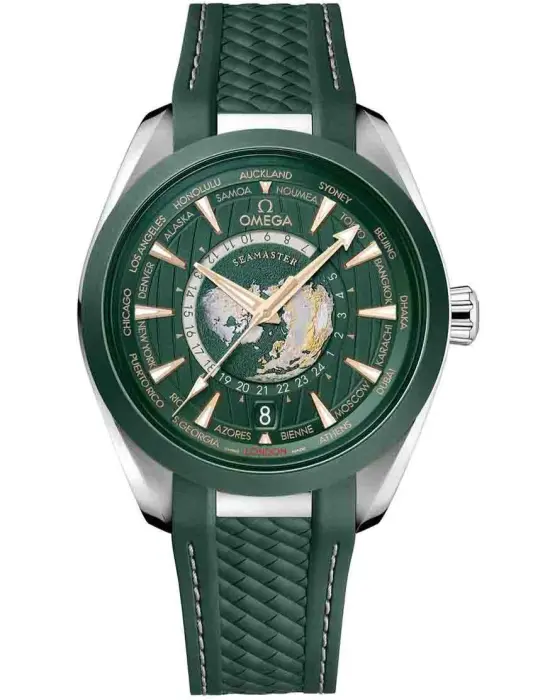 OMEGA WORLD TIME RUBBER GREEN - MQ image 0