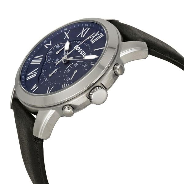 FOSSIL LEATHER BLACK FRAME SILVER - BLACK DIAL image 1