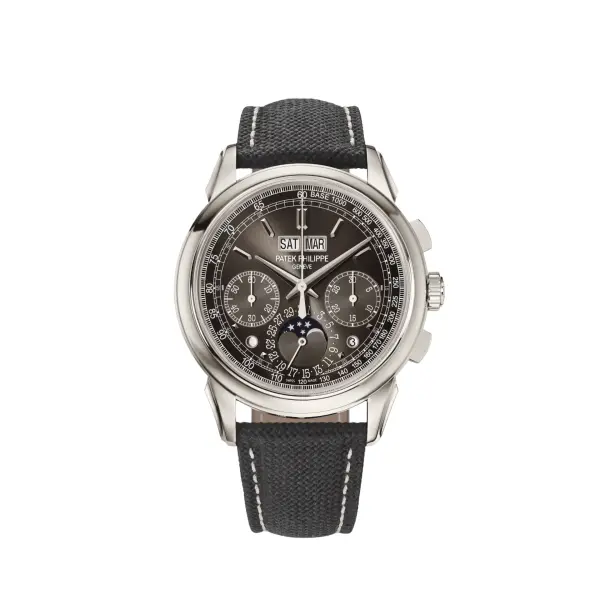 PATEK PHILIPPE BLACK JEANS LEATHER GRAY DIAL -MQ  image 0