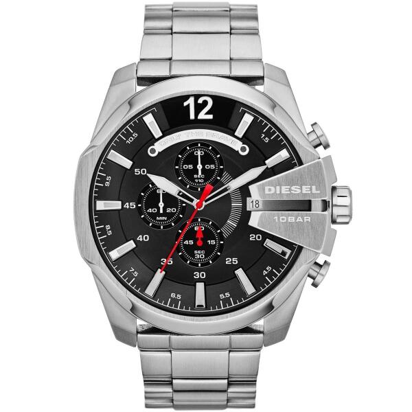 DIESEL MEGA CHIEF METAL SILVER BLACK DIAL image 0