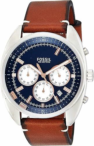 FOSSIL LEATHER BROWN - NAVY DIAL image 0