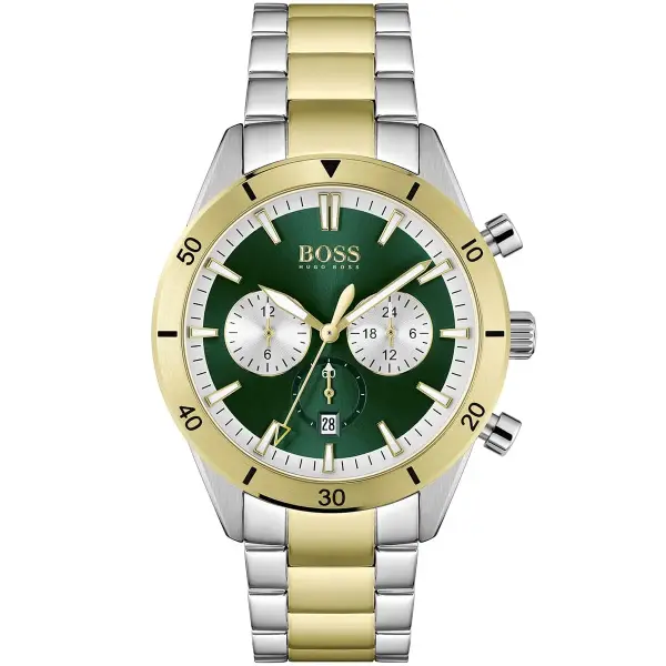 BOSS FULL GOLD METAL - GREEN DIAL - CRONOGRAPH image 0