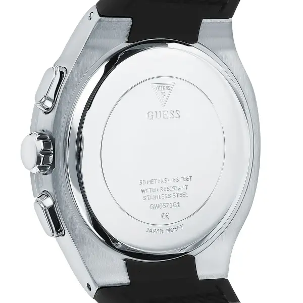 GUESS BLACK  RUBBER - SILVER FRAME - BLACK DIAL GW0571G1 image 3