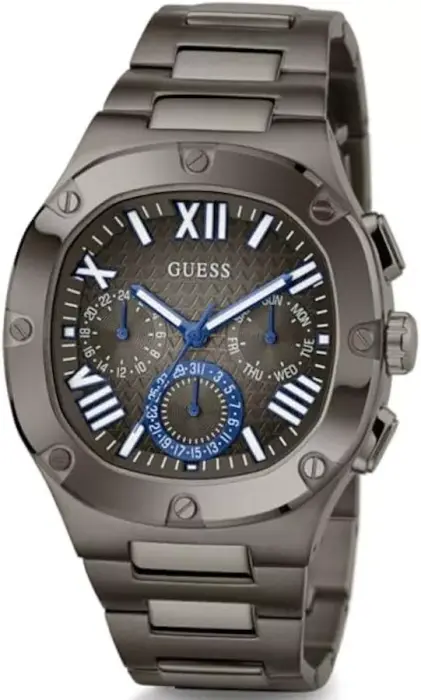 GUESS METAL BLACK - BLACK DIAL - BLUE ACCENT image 0