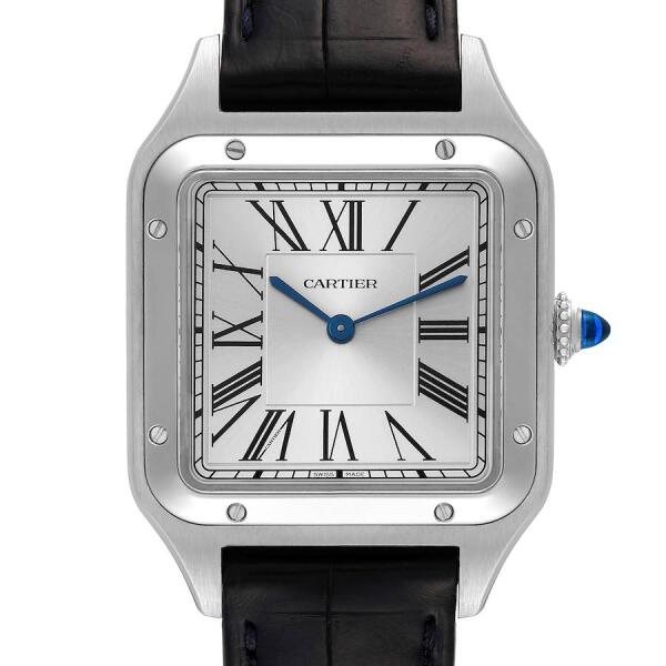 cartier santos dumond silver / black leather  image 0