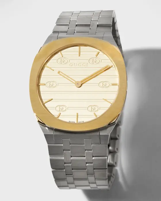 GUCCI 25 H WATCH TWO TONE WHITE DIAL , 38 M image 0