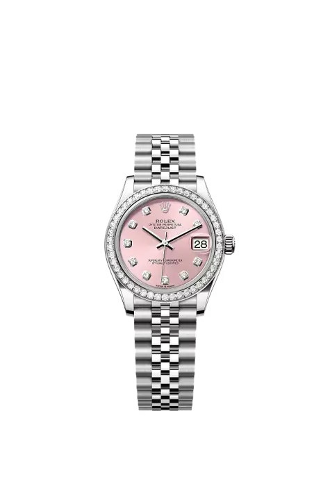 rolex datejust silver pink dial with dimond 31-R image 0